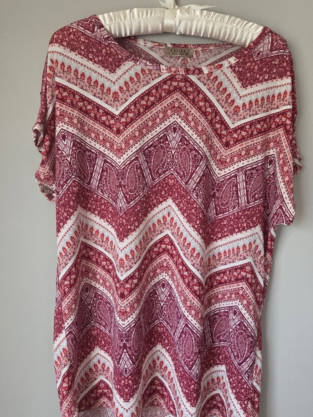 Women’s Pink Patterned Short Sleeve Top